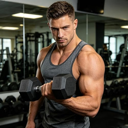 Hex Dumbbells Set for Home Gym – PVC/PEV Coated, Anti-Roll Design, Non-Slip Grip, Cast Iron Core – Versatile Strength Training Weights, 100LB Total (25LB×2+30LB×2) - size: 100 Lb Set(Pair of 20, 30)