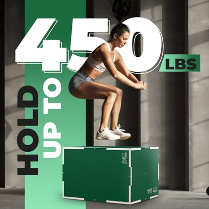 Yes4All 3 in 1 Non-Slip Wooden Plyo Box, Step Up Box for Workout, Plyometric Jump Box for Skipping, Jumping, Lunges, Squats, Dips