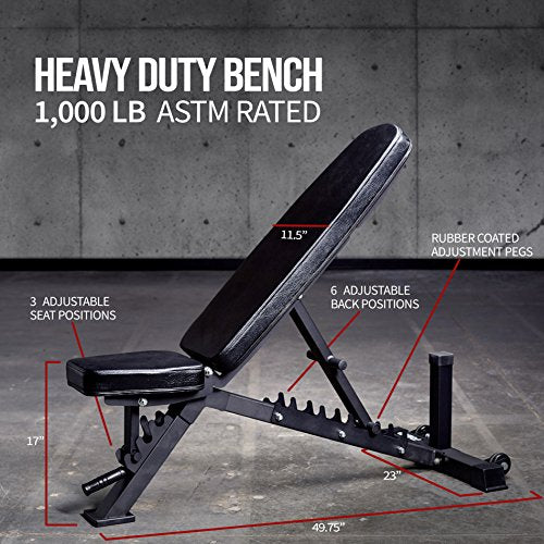 REP Fitness PR-1100 Power Rack Home Gym System, Compact Squat Cage with Multi-Grip Pull Up Bar, Adjustable, + AB-3100 Incline Bench + LAT/Row Attachment + Dip Attachment + Weight Storage