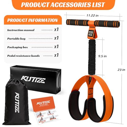 Multifunction Pedal Resistance Band with Handle, Upgraded Exercise Equipment with Soft Foot Pedal for Sit Up & Full-Body Home Gym Workouts, Core/ABS Training, Pilates, Yoga & Physical Therapy - style: 1-Orange-60LBS