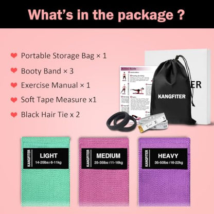 Non-Slip Fabric Resistance Bands for Working Out, Loop Exercise Bands for Booty Leg, Butt, Glute, Stretch Workout Bands for Women & Men, Hip Elastic Bands for Home Gym Fitness, Yoga, Pilates