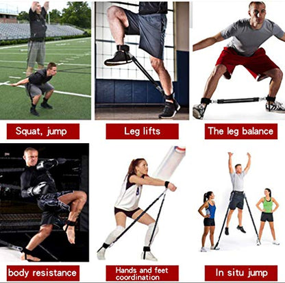 Speed and Agility Resistance Bands Trainer for Vertical Jump Squat Boxing MMA Taekwondo Karate Bounce Softball Basketball Volleyball Football Training - color: Black