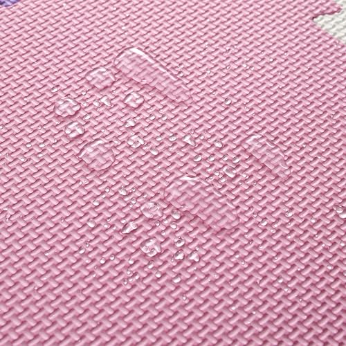 Easy Playhouse: 12 Soft Foam Floor Puzzle Tiles - Pink-Purple-White - 12" Interlocking Mat Pieces (4'x3'), Nursery, Playroom, Gym, Children & Adults