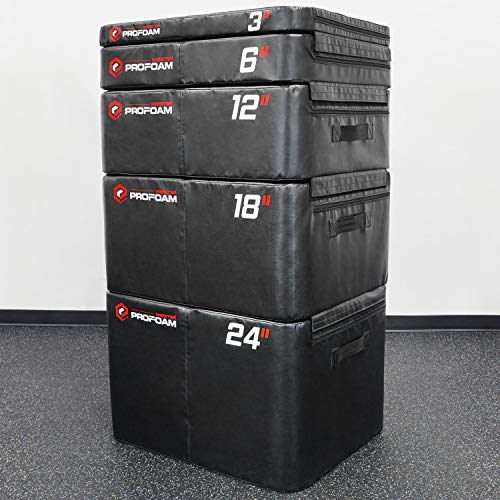 Meister PROFOAM Plyo Boxes - Foam Plyometric Jump Boxes for Pro Gyms - style: 5 BOX SET (24", 18", 12", 6", 3") - Black