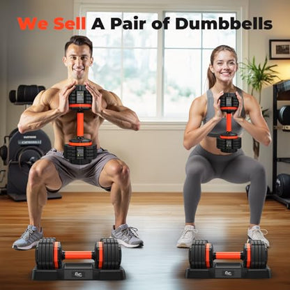 FLYBIRD Adjustable Dumbbell Set of 2, 110LB/50LB Weights Dumbbell Set for Home Gym Exercise & Fitness, Fast Change Weights with Anti-Slip Handle, Multiweight Options for Full Body Workout