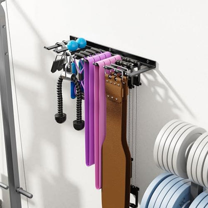 Wall Mounted Home Gym Equipment Storage Rack, Cable Attachments, Lifting Belts, Jump Ropes and Chains - size: Medium