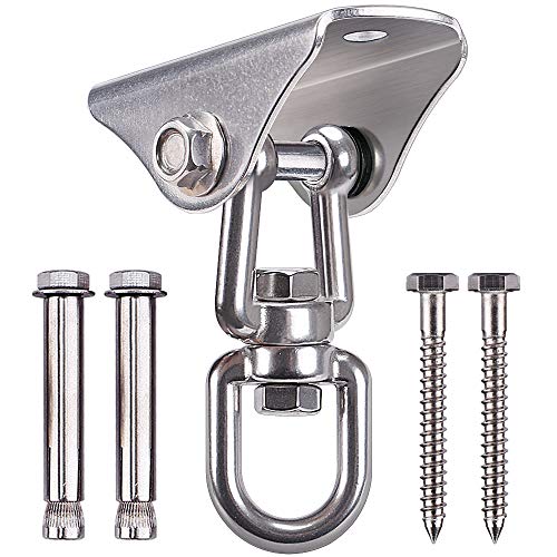 BeneLabel Swing Hanger 304 Stainless Steel Ceiling Swing Mount 1000 LB Capacity Swings Hardware 360° Swivel Hook for Yoga Punching Bag, Hammock Chair, Porch Swing, Hanging Chair - color: 360° Swivel Swing Hanger (1 Pack)
