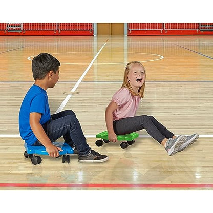 hand2mind Blue Indoor Scooter Board with Handles, Sit Down Floor Scooter, Gym Activities for Kids, Indoor Sport Recess Games, Physical Education Equipment, Gross Motor Toys