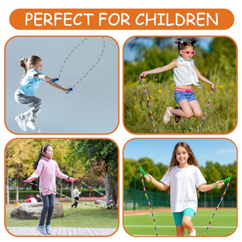 Beaded Jump Rope 1 Pack/2 Pack, ACEONE Segmented Skipping Rope for Kids Adults, Adjustable Tangle-Free Toddler Jumping Rope for Fitness Exercise Training - color: Rainbow Yellow