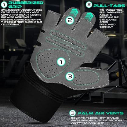 WESTWOOD FOX Gym Gloves Fitness Training Anti Slip Shock-Absorbing Weight Lifting Gloves Padded Grip Breathable Fingerless Workout Support for Men Women Cycling Exercise
