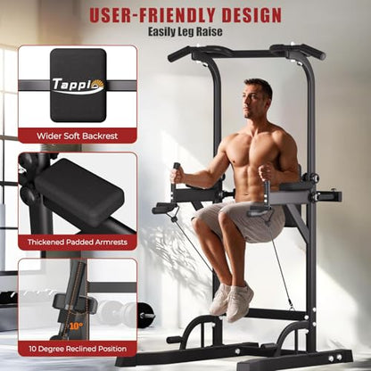 Tappio Power Tower Pull Up Bar for Home Gym, Multi Functional Pull Up Bar Stand Dip Bar Station, Adjustable Height Workout Dip Station Strength Training Fitness Equipment