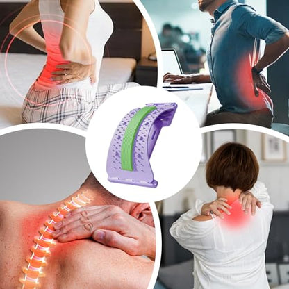 Lower Back Massager - 3-Level Adjustable Lower Back Stretcher | Non-Slip Lumbar Massager | Baack Arch Stretcher | Spine Stretccher for Body Recovery Muscle Release Yoga Workout Fitness - color: Purrple
