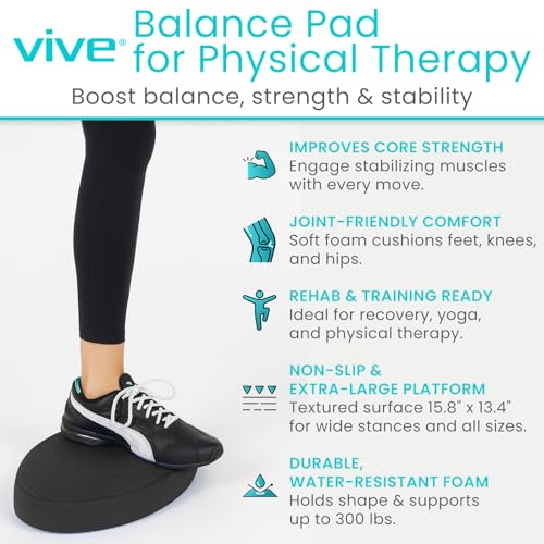 Vive Oval Balance Pad - Wobble Cushion For Physical Therapy And Rehabilitation Equipment - Soft Stability Trainer Foam For Workouts, Yoga, Core Strength And Pilates - Device For Women, Men And Kids