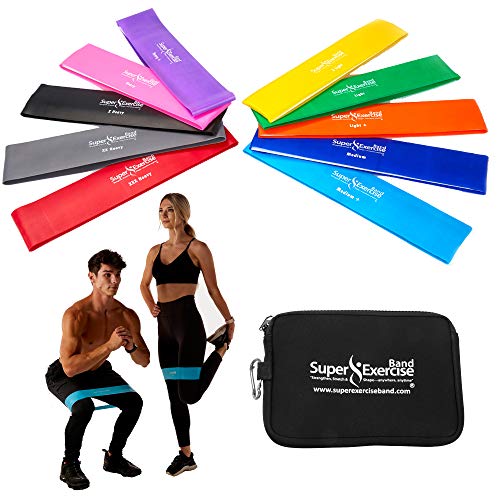 USA 14" x 3" Extra Long Latex Free Mini Loop Bands in 3, 5, 10 Pack Sets. 10 Strengths for Resistance Training, Stretching, Yoga, Toning. Plus an Exclusive iPhone App and E-Book. - color: a. COMPLETE SET Loop Bands 10 PACK