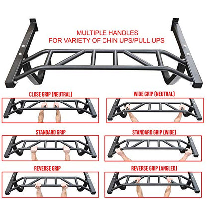 Valor Fitness CHN-3 Straight & CHN-UP Multi Grip Wall Mounted Pullup/Chin Up Bars for Home Gym Exercise and Workout - color: Multi