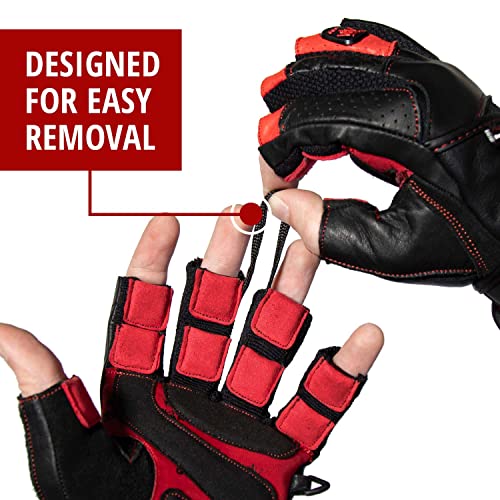 Weightlifting Gloves for Gym Fitness Crossfit Bodybuilding - Workout Gloves for Men & Women - Dominator Leather Crossfit Cross Training Gloves Wrist Strap Wrap - Best Weight Lifting Gloves with Wrist Support for Heavy Lifting - 1 Year Replacement Warranty