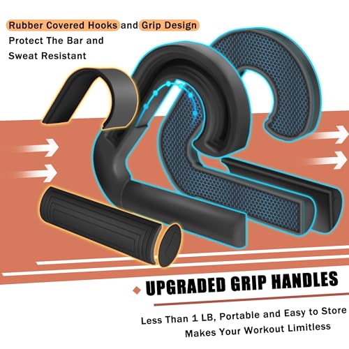 Neutral Grip Handles for Pull Up: Ergonomic Portable Hooks for Barbell Row Deadlift Resistant Bands for Home Gym Fitness Enthusiasts