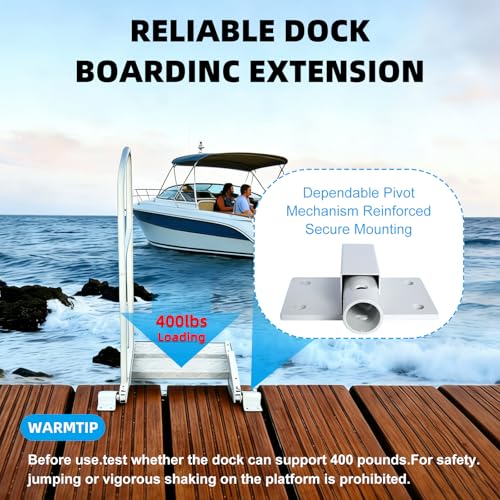RYFT Fixed Boat Boarding Platform & Dock Extension Step, Heavy-Duty Marine-Grade Aluminum, Non-Slip Deck, Handrail Compatible for Boat Lifts, Docks & Pontoons