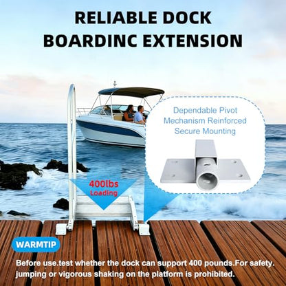 RYFT Fixed Boat Boarding Platform & Dock Extension Step, Heavy-Duty Marine-Grade Aluminum, Non-Slip Deck, Handrail Compatible for Boat Lifts, Docks & Pontoons