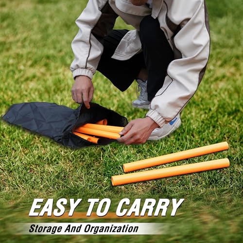 Hikeen Telescopic Length Soccer Poles Fixed & Collapsible Options Agility Training Hurdles and Football Obstacle for Teenager Soccer Training Outdoor Sports Speed Training Equipment