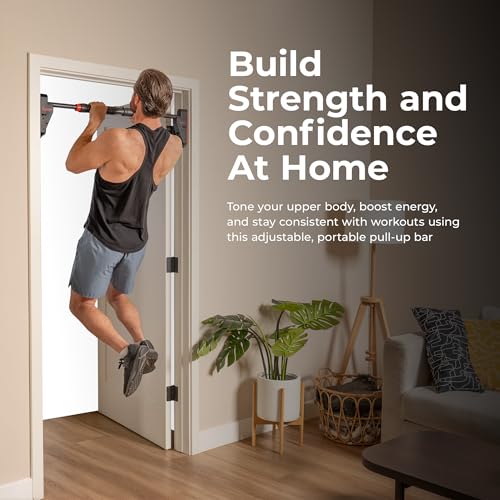 Sunny Health & Fitness Adjustable Doorway Pull Up Bar – Chin Up Bar for Home Gym Training