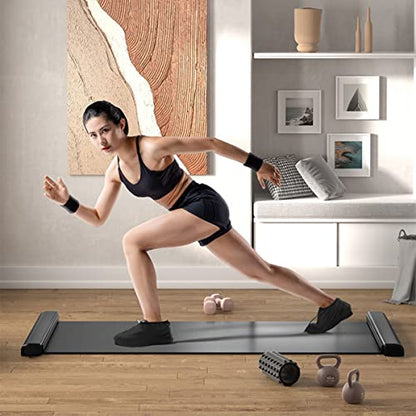 Slide Board (78" L x 20" W) with End Stops, Sliding Booties, Mesh Carrying Bag Included and Exercise Guide for Low-Impact Indoor Home Workouts and Balance Training (Skating, Hockey)