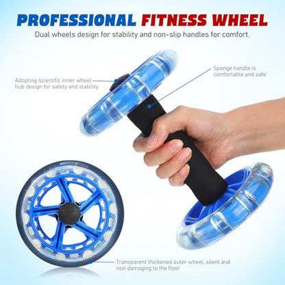 SEWACC Ab Roller, Dual Wheel Core Trainer with Non‑Slip Handles, Stable Abdominal Exercise Equipment for Home Gym Fitness with Dual-Wheel Stability and Non-Slip Handles 7.87X5.51X5.51 Inch