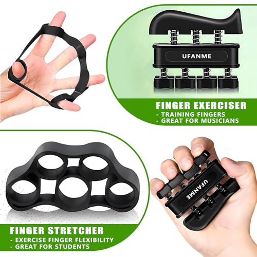 Hand Grip Strengthener, Grip Strength Trainer, 22-132 Lbs Adjustable Resistance Forearm Exerciser Workout for Rehabilitation Athletes Climbers Musicians - color: black 7 Pack