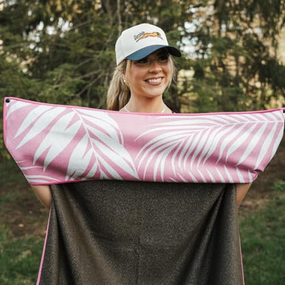 Sprints Athletic Running Towel, Full-Sized, Car Seat Cover - Performance Microfiber (Garden of Races Past - Pink)