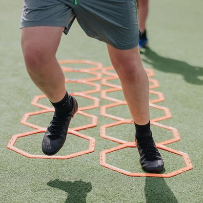Flick 2 in 1 Octa Speed Rings – Speed Agility Ladder with Hurdle Capability - Multi-Sport Agility Training Equipment – Football Agility Training Set