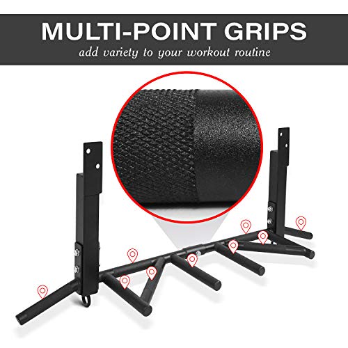 Yes4All Heavy Duty Wall Mounted Pull Up Bar – Multi-Grip Ceiling/Joist Mount Chin-Up Bar for Home Gym Strength Training, 300 lb Capacity, 5 Grip, Steel, Joist Mount, Black - color: Black