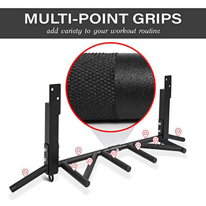 Yes4All Heavy Duty Wall Mounted Pull Up Bar – Multi-Grip Ceiling/Joist Mount Chin-Up Bar for Home Gym Strength Training, 300 lb Capacity, 5 Grip, Steel, Joist Mount, Black - color: Black