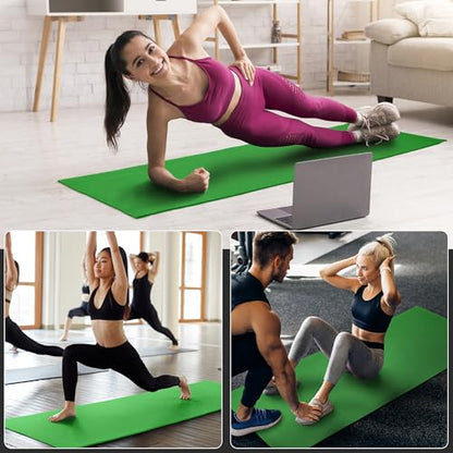 Signature Fitness All Purpose 0.25 Inch Thick High Density No Tear Exercise Yoga Mat with Strap & Lightweight Features for Indoor & Outdoor Use, Green