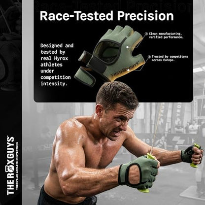Gloves for Hyrox | Competition & Training | Lightweight, Sweat Wicking, Grip Gloves with TRG-Hex Palm Cushioning | Anti-Slip for Ski Erg, Sled Pull, Farmers Carry - size: X-Small