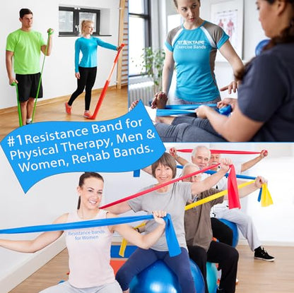 Resistance Bands Set. 3 or 5 Pack Non-Latex Physical Therapy, Professional Elastic Band. Perfect for Home Exercise, Workout, Strength Training, Yoga, Pilates, Rehab, Gym - color: Yellow/Red/Green/Blue/Gray