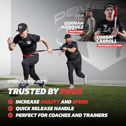 PowerNet Tension Trainer for Speed & Agility, Resistance Band Running Belt with Quick Release Handle, Speed Strength Training Equipment, Resistance Training for Basketball, Football, Baseball, Soccer