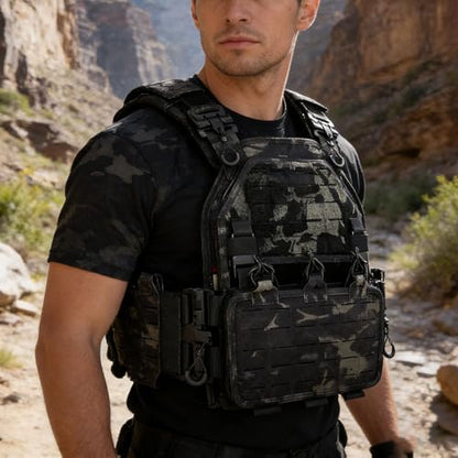 YAY YAKEDA Quick Release Tactical Laser-Cutting Vest Multicam Lightweight Vest - color: Mcbk
