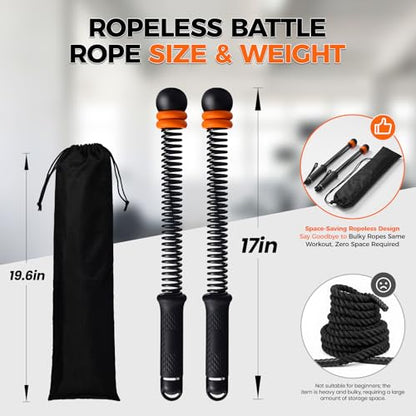 Weighted Ropeless Battle Ropes, 1.6-3lbs Adjustable Resistance Cordless Battle Ropes with Storage Bag & Poster, Portable Home Gym Workout Ropes for HIIT & Strength Training