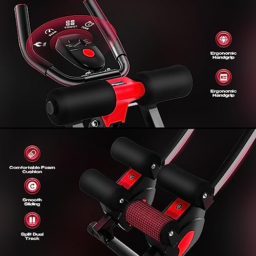 BODY RHYTHM Dual-track Ab Workout Machine with 4 Adjustable Heights, Foldable Core & Abdominal Exercise Machine with 330lbs Weight Capacity, Total Ab Workout Equipment for Home Gym, Ab Women Exercise Fitness Trainer.