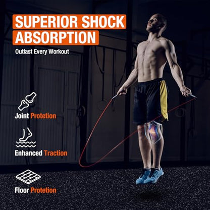 FAHKNS Gym Mat, 0.56'' Thick Exercise Equipment Mats,12 Pcs 48 Sq Ft Rubber Top Floor Tiles, EVA Foam Exercise Mat Tiles - Durable, Non-Slip, Interlocking Mat, Gym Flooring for Home Gym - size: 0.56 Inches