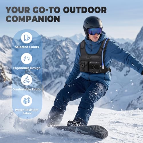 USA Patent Running Hydration Vest Backpack, Lightweight Chest Pack with 2.0L Water Bladder Bag Daypack for Hiking Running Cycling Race Marathon for Women Men - color: Black V2