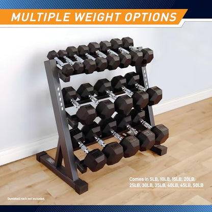 Marcy Classic Rubber Hex Dumbbell with Knurled Grip for Strength Training and Bodybuilding, 5lb - 50lb Single Dumbbell for Exercise & Fitness, Sold Individually - style: 45lb, Single