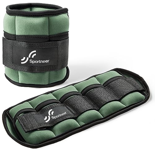 Sportneer Adjustable Ankle Weights Set - 1 Pair (2-10 lbs) Removable Sandbags for Women & Men, Comfortable Neoprene Leg Weights for Walking, Running, Pilates, Yoga, Home Workout & Physical Therapy