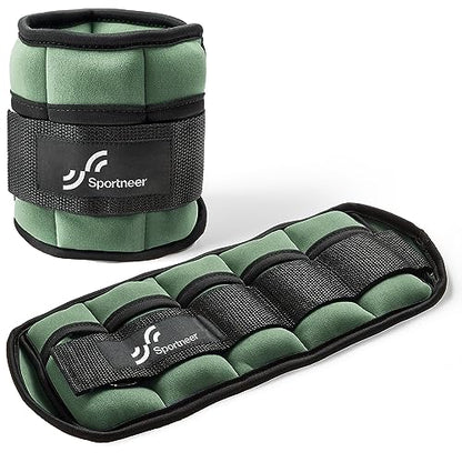 Sportneer Adjustable Ankle Weights Set - 1 Pair (2-10 lbs) Removable Sandbags for Women & Men, Comfortable Neoprene Leg Weights for Walking, Running, Pilates, Yoga, Home Workout & Physical Therapy