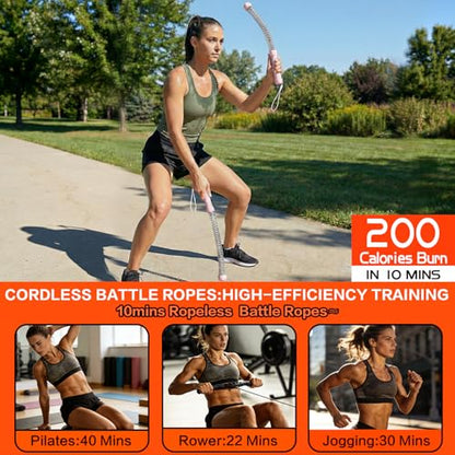 Ropeless Battle Ropes for Home Gym, Portable Cordless Weighted Battle Rope - size: Standard Pink