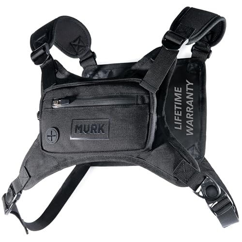 MVRK Water Resistant Running Vest Chest Pack, Phone Holder for Running, Lightweight Training Pack with Reflective Detail - color: Black