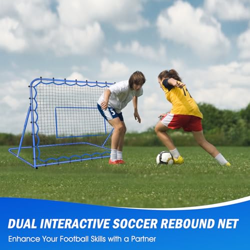 Soccer Baseball Rebounder Net, Soccer Goal Net, Volleyball Softball Rebound Pitchback Net Quick-Switch Angle Training for Control, Passing Practice, Bounce Back Rebounder Goals Gifts Trainer Equipment - size: 5FTx4FT