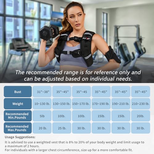 FUFF Weighted Vest Woman, 12 LB Womens Weight Vest for Walking, Strength Training Weight Vests for Female Men, Reflective Stripe Fitness Body Vest for Workout Running Jogging (Black)