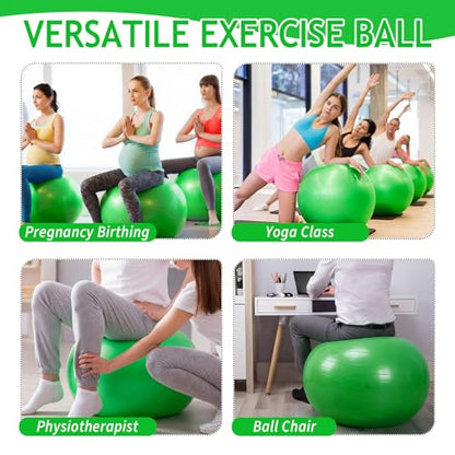Hungdao 6 Pack Exercise Ball Bulk Inflatable Pregnancy & Workout Ball 22 Inch Heavy Duty Pilates Ball for Yoga Stretching Therapy Balance Physical Fitness - color: Green