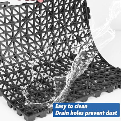 ToLanbbt Modular Interlocking Cushion 55P 11.8" x 11.8" Interlocking Rubber Floor Drain Holes Non-Slip Splicing Drainage Mats for Deck, Shower, Kitchen, Drain Pool, Sauna Bath, Indoor Outdoor (Black) - size: 55 PCS
